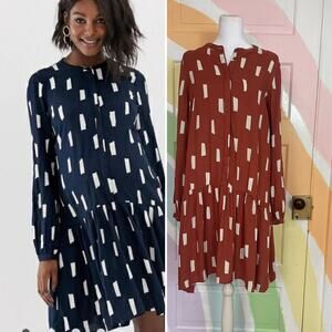 ✨NORDIC Mamalicious Lia Maternity & Postpartum Drop Waist Abstract Dress Sz S